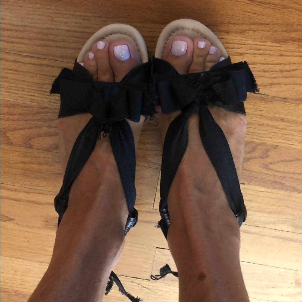 Vintage Nina Ricci ribbon leather grosgrain Women's Sandals. EU 39